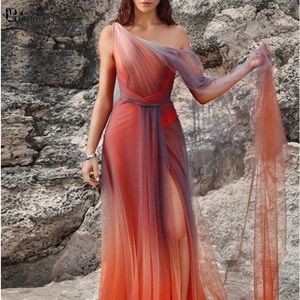 Gradient Ombre Dress - Orange/Blue (Size 4)